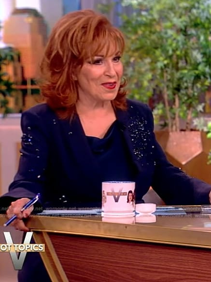 Joy's blue embellished blazer and pants on The View