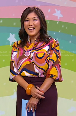 Juju's multicolor print blouse on Good Morning America