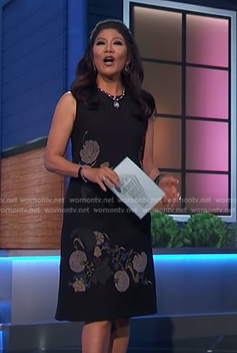 Julie's black floral embroidered dress on Big Brother