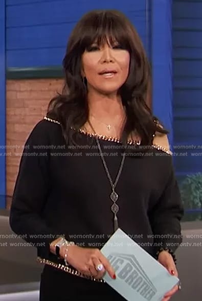 Julie's black chain detail off shoulder sweater on Big Brother