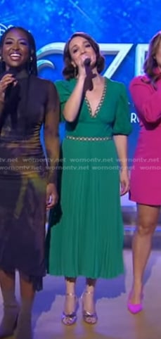 Kara Lindsay's green eyelet v-neck dress on Good Morning America