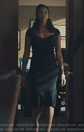 Kate's black sweetheart dress on Billions