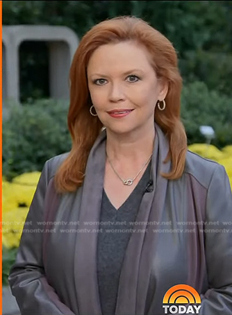 Kelly O’Donnell's grey leather draped jacket on Today
