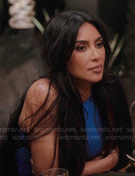 Kim's blue sleeveless maxi dress on The Kardashians