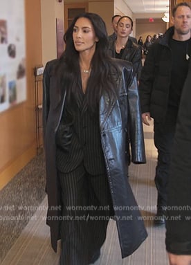 Kim's black leather coat on The Kardashians