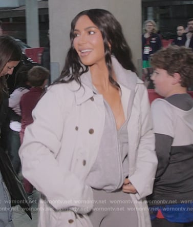 Kim's white trench coat on The Kardashians