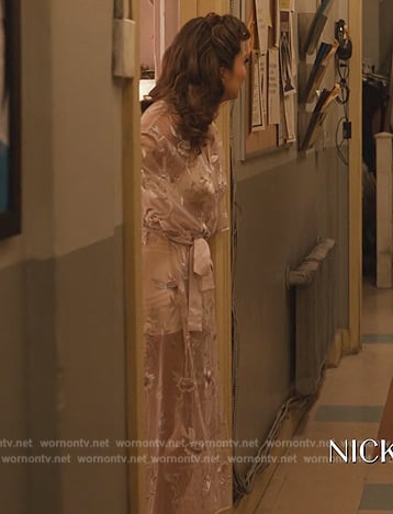 Kimber's floral sheer robe on Only Murders in the Building