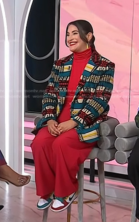 Korina Emmerich's multicolor print blazer on Today
