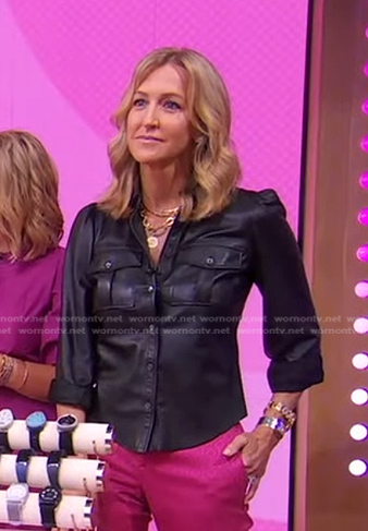 Lara's black leather shirt on Good Morning America
