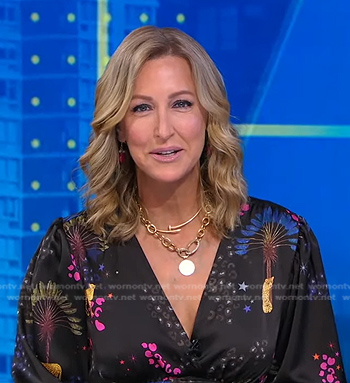 Lara's black print v-neck dress on Good Morning America