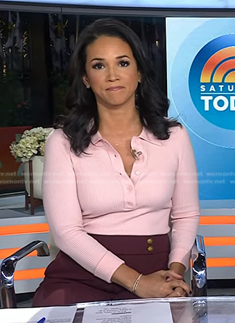 Laura's pink polo and burgundy pants on Today