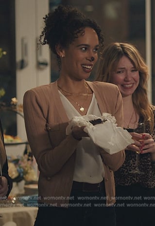 Laurel's pink cardigan on Billions