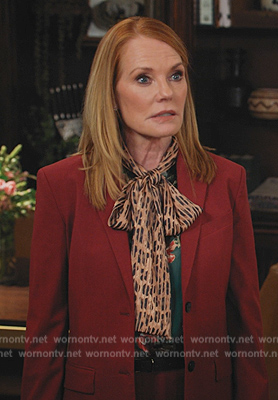 Lisa's mixed print tie neck blouse on All Rise