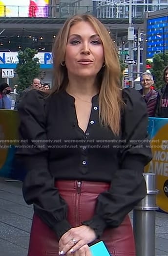 Lori's black puff sleeve top on Good Morning America