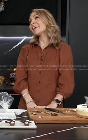 Lori's brown puff sleeve shirtdress on Good Morning America