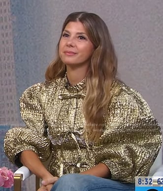 Marisa Tomei's metallic balloon sleeve top on Good Morning America