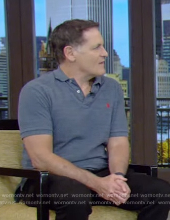 Mark Cuban's blue polo on Live with Kelly and Mark