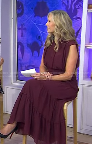 Misty Belles's burgundy sleeveless midi dress on Today