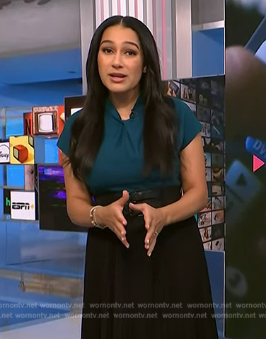 Morgan's teal twist neck top on NBC News Daily