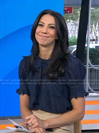 Natalie's navy puff sleeve top on Today
