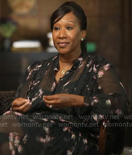 Nicole Avant's black floral dress on CBS Mornings