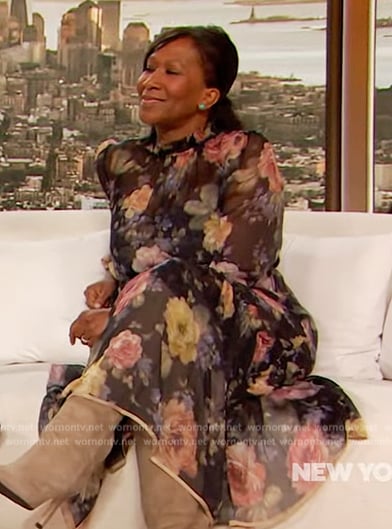 Nicole Avant's floral print dress on The Drew Barrymore Show
