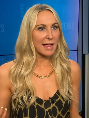 Nikki Glaser's leopard print cami on E! News