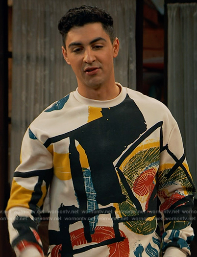 Parker's abstract print sweatshirt on Bunkd
