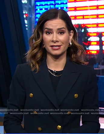 Rebecca's navy double breasted blazer on Good Morning America
