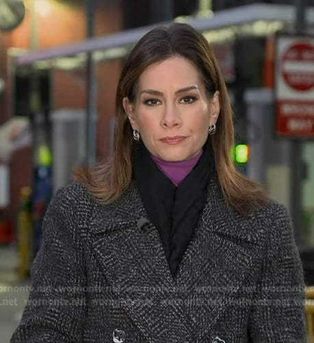 Rebecca's grey double breasted wool coat on Good Morning America
