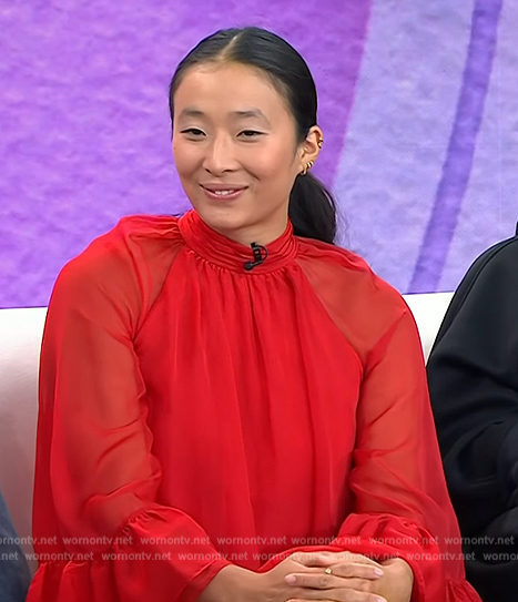 Nadya Okamoto's red sheer mini dress on Today