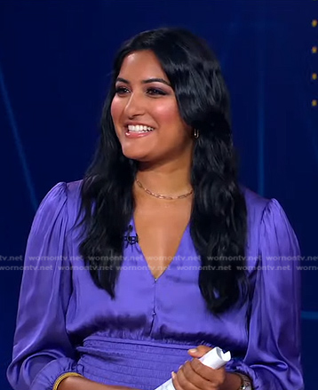 Reena's purple smocked waist dress on Good Morning America