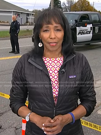 Rehema Ellis's black quilted jacket on NBC News Daily