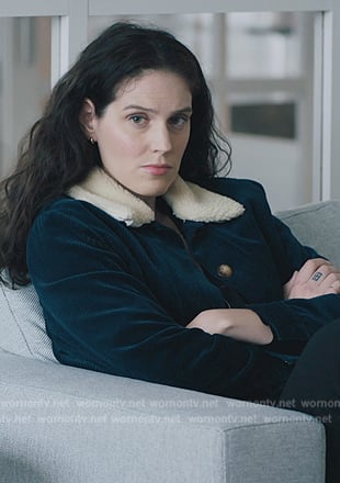 Rian's sherpa collar denim jacket on Billions