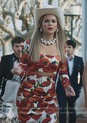 Roberta's poppy print cutout dress on Elite