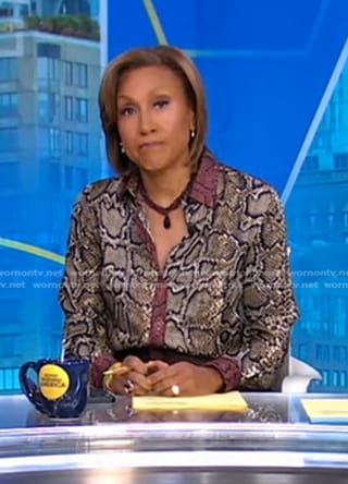 Robin's snake print blouse on Good Morning America