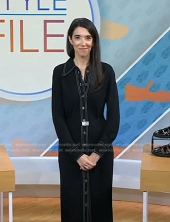 Sally Holmes's black shirtdress with white stitching on Today