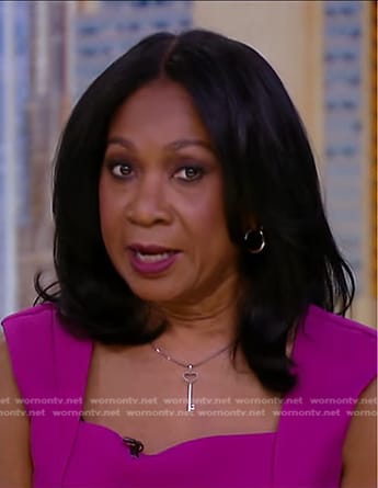 Sandra Bookman's pink square neck dress on Good Morning America