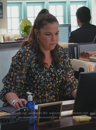 Sara's floral print dress on All Rise