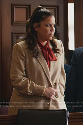 Sara's beige double breasted blazer on All Rise