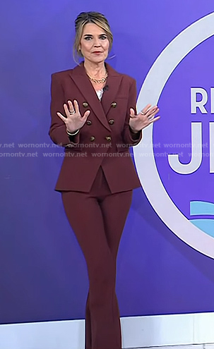 Savannah's brown double breasted blazer and pants on Today