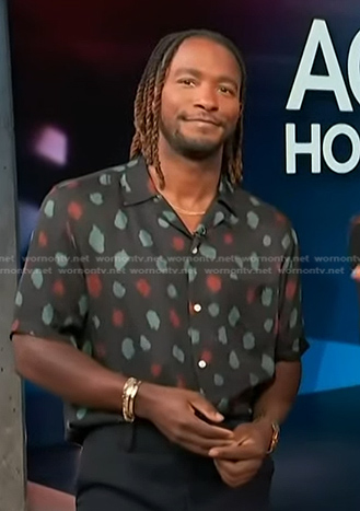 Scott's black brushstroke print shirt on Access Hollywood