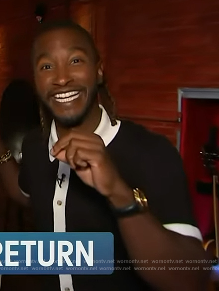 Scott's black contrast shirt on Access Hollywood