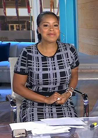 Sheinelle's grey and black plaid top and skirt on Today