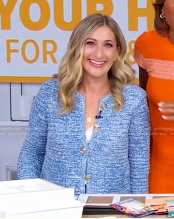 Shira Gill's blue knit cardigan on Good Morning America