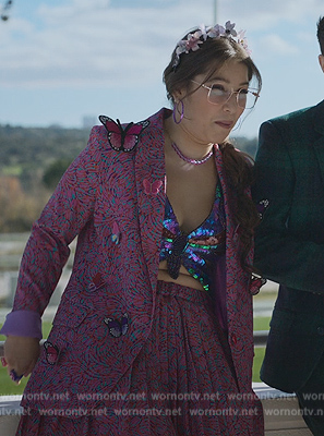 Sonia's floral print blazer and bag on Elite