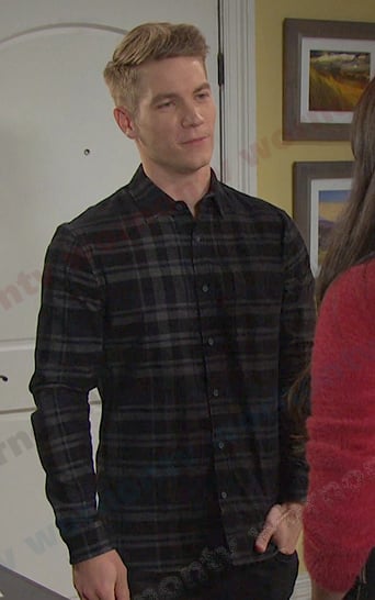 Tripp's black plaid shirt on Days of our Lives