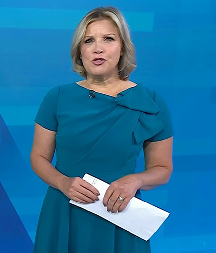 Kristen Dahlgren's bow shoulder midi dress on Today