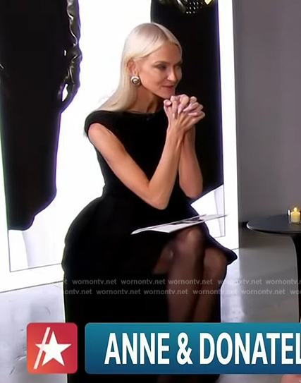Zanna Roberts' black off shoulder dress on Access Hollywood