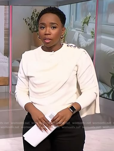 Zinhle's button shoulder drape top on NBC News Daily